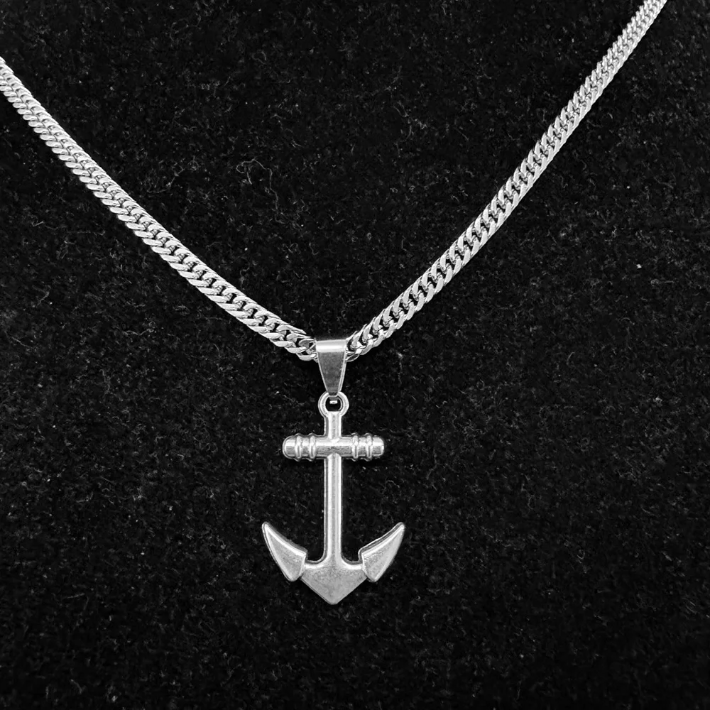 Silver Anchor Pendant Necklace